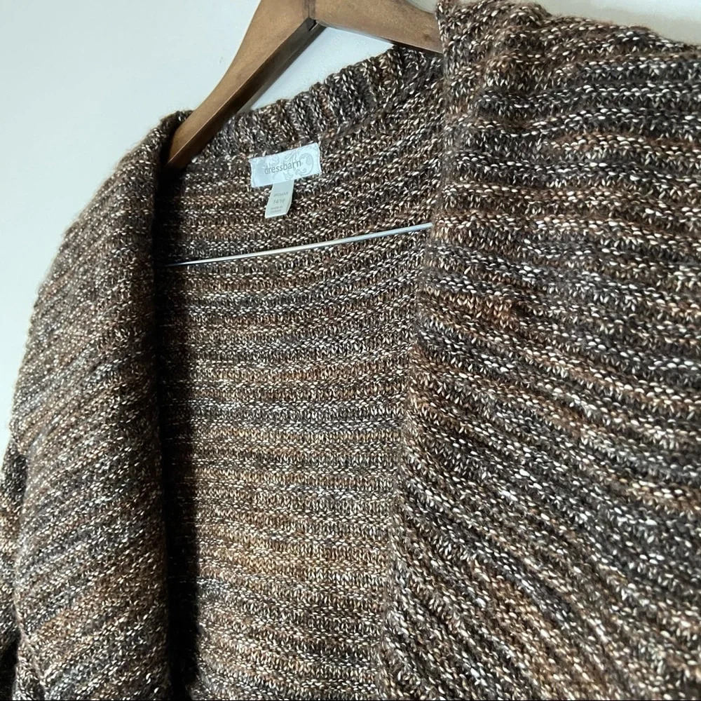 Knit Open Front Cardigan Sweater Drape Collar Size 14/16 Cotton - Picture 5 of 10